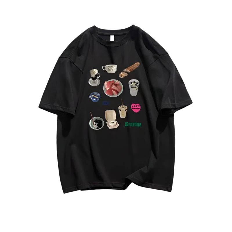 New Style Trends - Café Essentials Graphic Aesthetic T-Shirt - Outfit Ideas