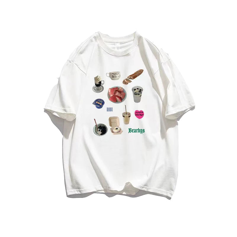 New Style Trends - Café Essentials Graphic Aesthetic T-Shirt - Outfit Ideas