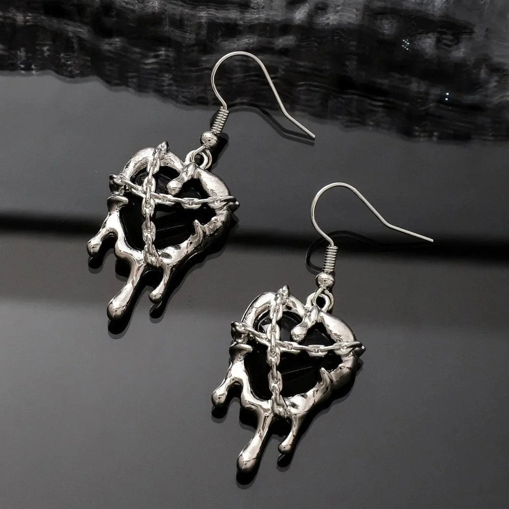 New Style Trends - Chained Blood Heart Alt Earrings - Outfit Ideas