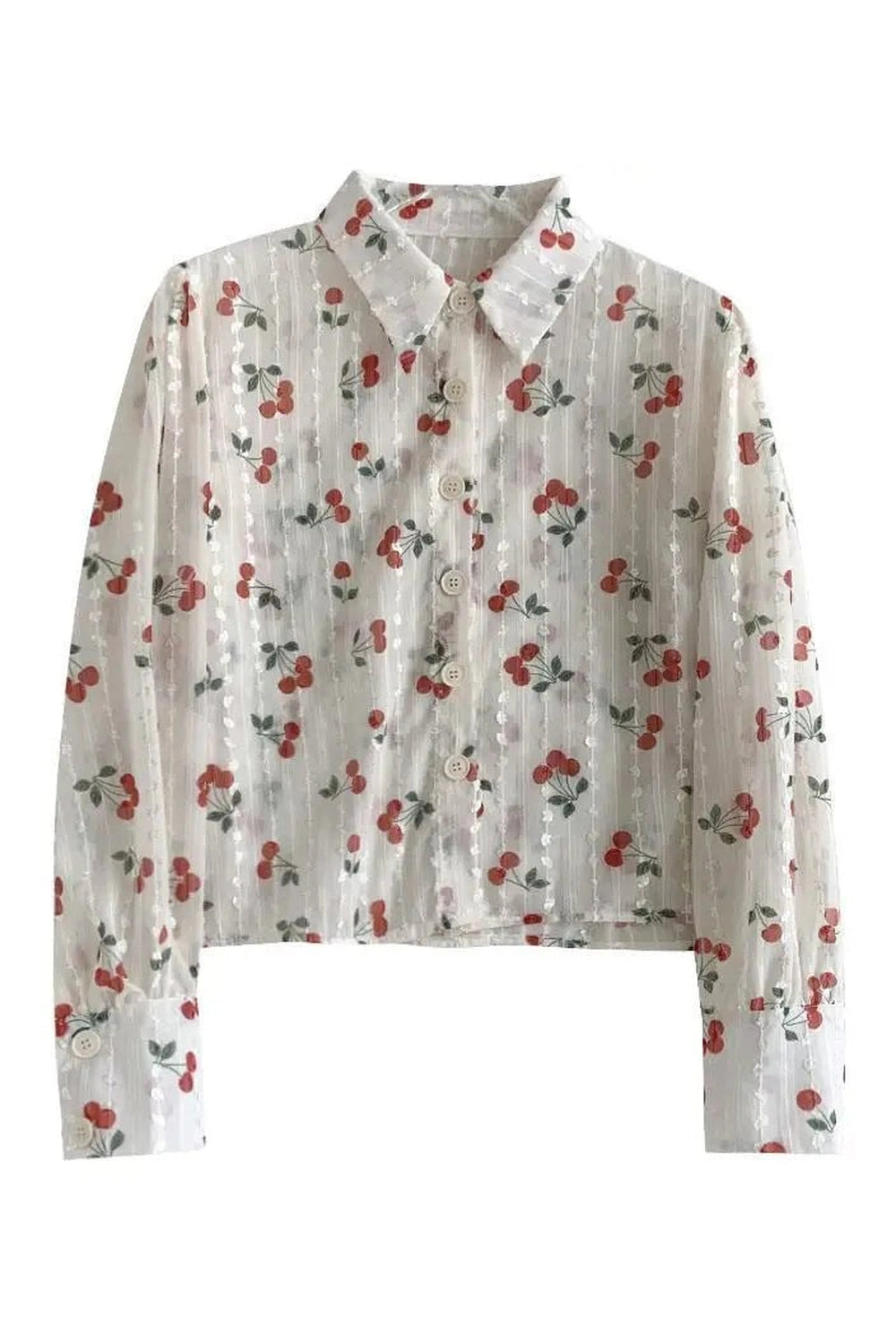 New Style Trends - Cherry Blossom Coquette Button-Up Blouse - Outfit Ideas