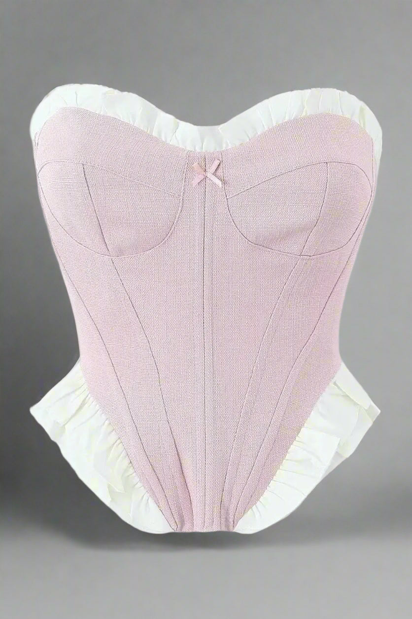 New Style Trends - Coquette Blush Ruffle Sweetheart Corset - Outfit Ideas