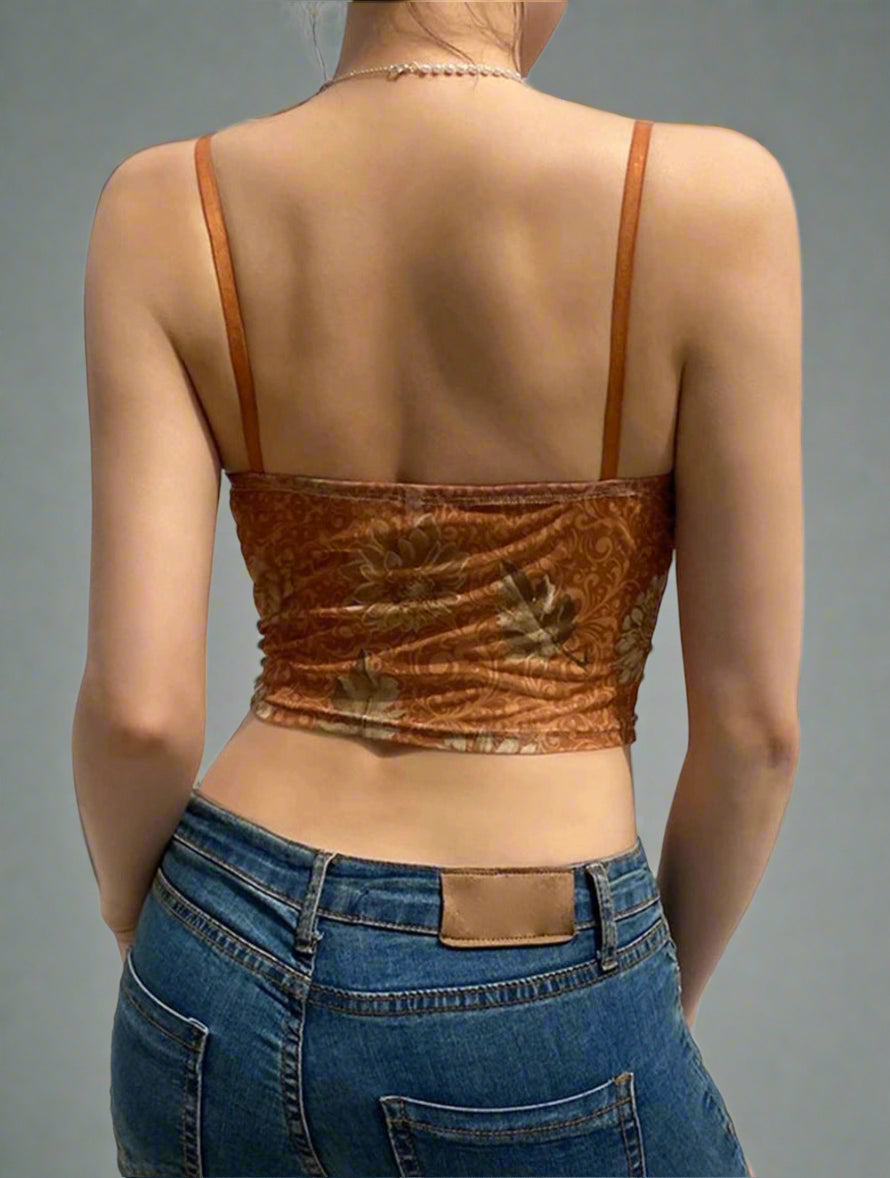 New Style Trends - Coquette Burnt Orange Lace Trim Top - Outfit Ideas