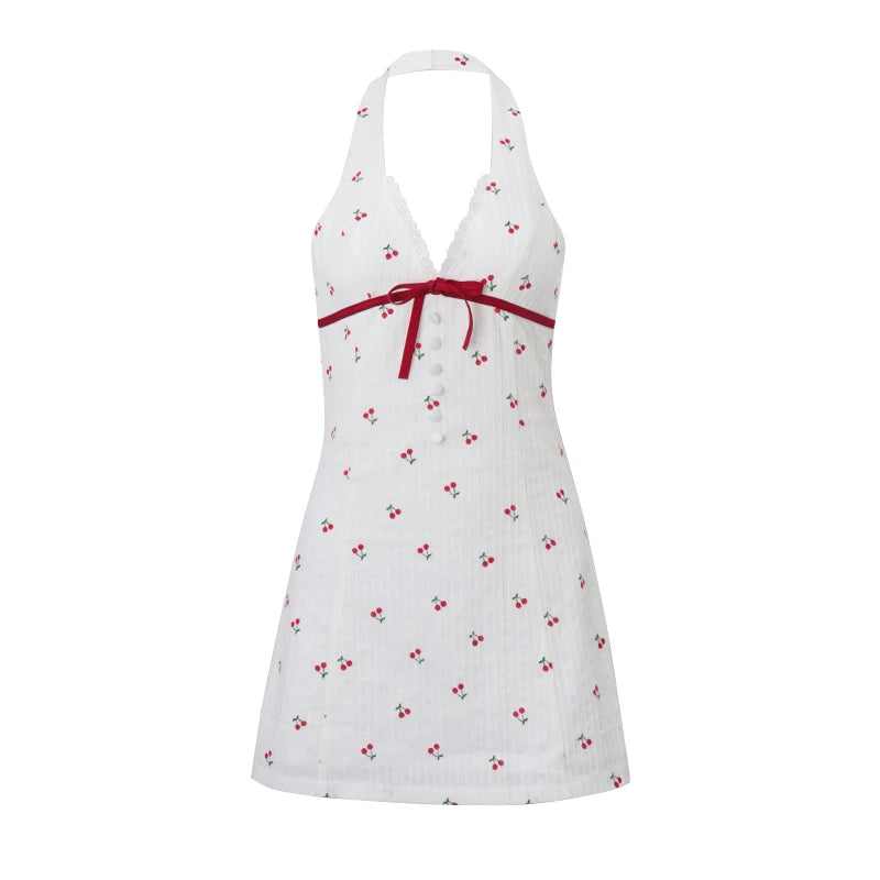 New Style Trends - Coquette Cherry Blossom Halter Dress - Outfit Ideas