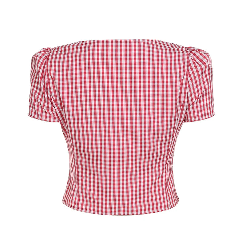 New Style Trends - Coquette Cherry Picnic Button Blouse - Outfit Ideas