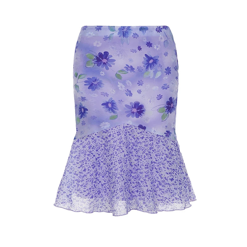 New Style Trends - Coquette Lavender Bloom Flare Midi Skirt - Outfit Ideas