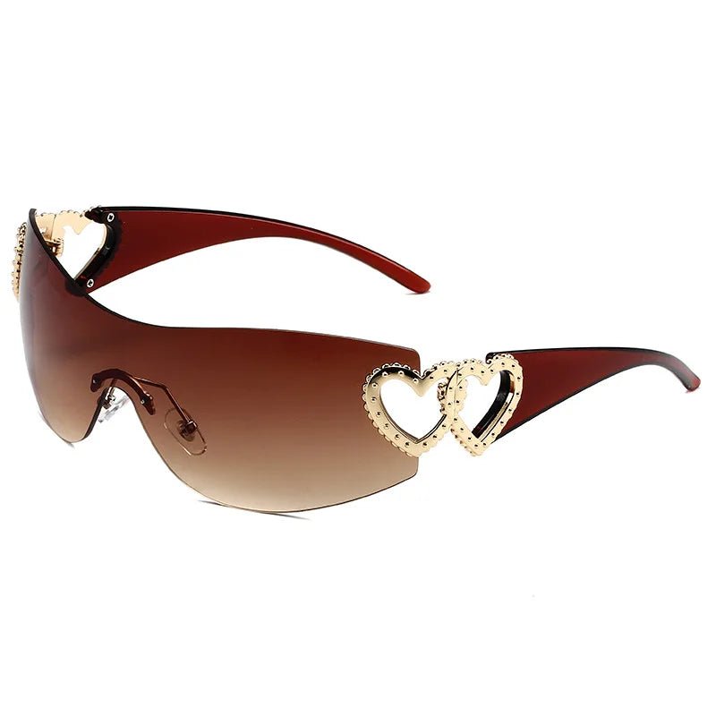 New Style Trends - Coquette Luxe Heart Shield Sunglasses - Outfit Ideas