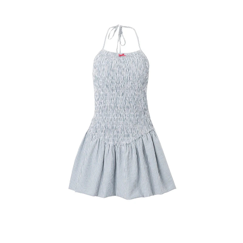 New Style Trends - Coquette Pinstripe Pep Halter Dress - Outfit Ideas