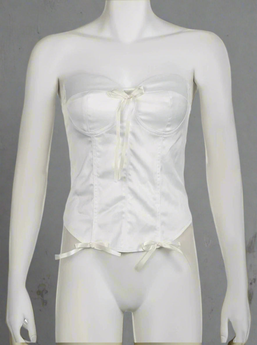 New Style Trends - Coquette Satin Lace-Up Bustier Top - Outfit Ideas