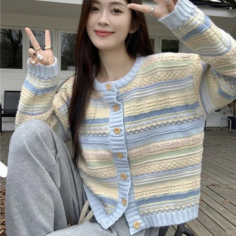 New Style Trends - Cute Pastel Dream Striped Cardigan - Outfit Ideas