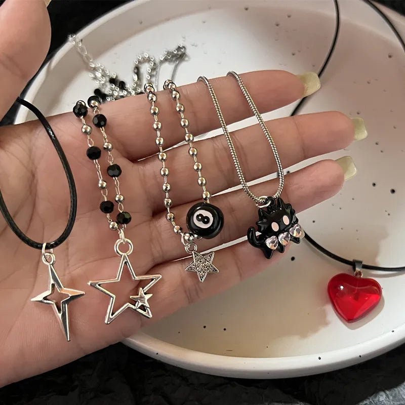 New Style Trends - Dark Charm Layered Edgy Necklace Set - Outfit Ideas