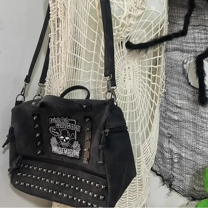 New Style Trends - Dead Conviction Studded Y2k Shoulder Bag - Outfit Ideas