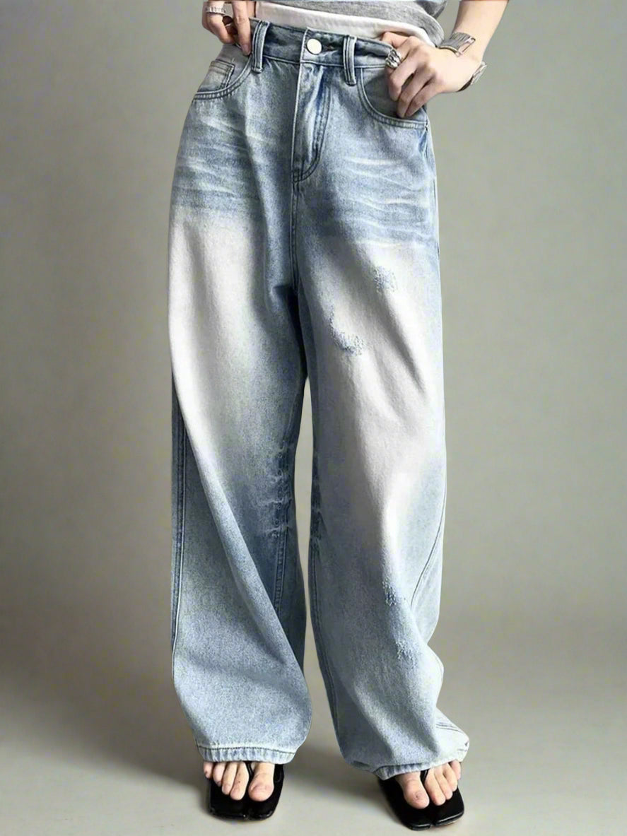 New Style Trends - Distressed Light-Wash Y2k Wide-Leg Jeans - Outfit Ideas