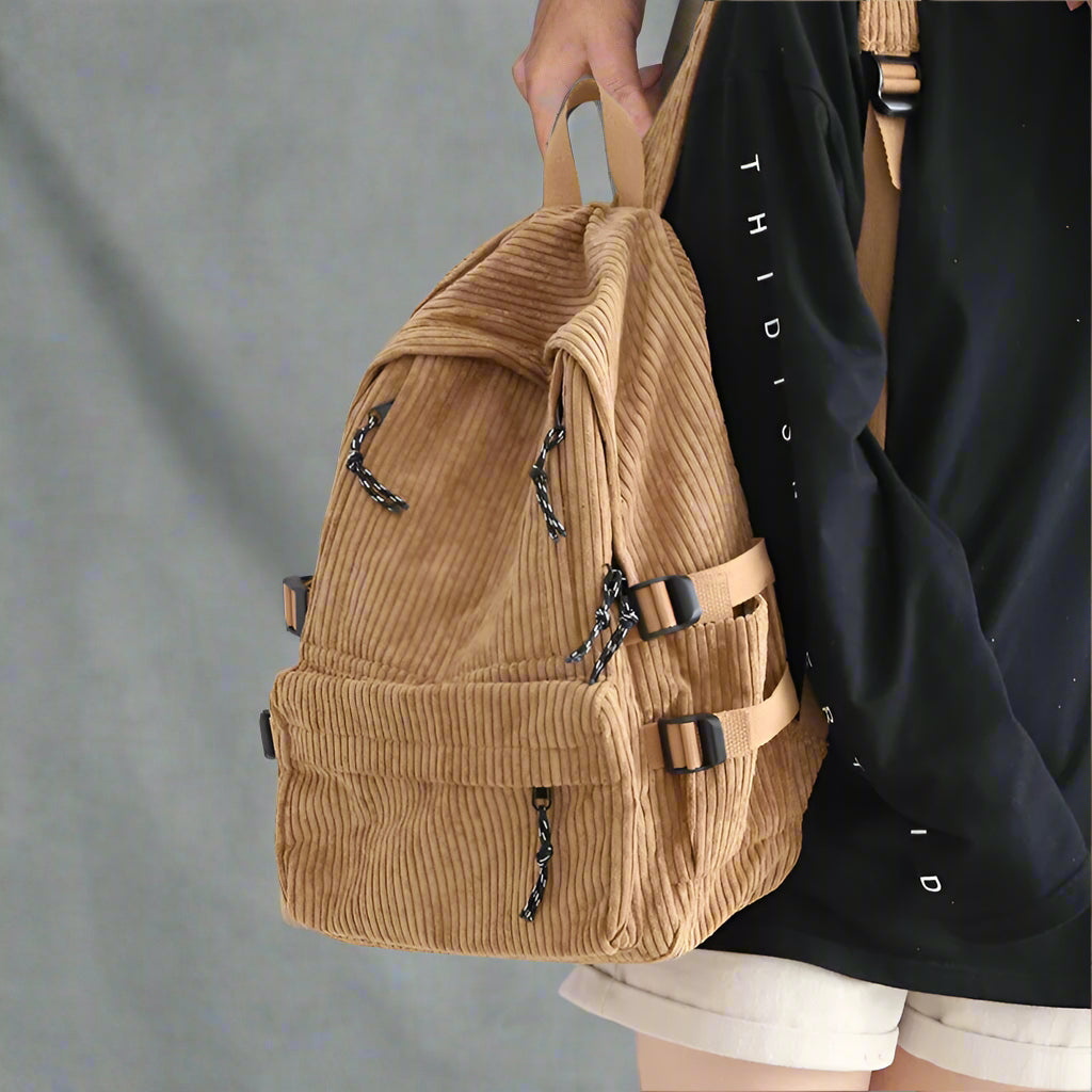 New Style Trends - Dusty Violet Corduroy Retro Backpack - Outfit Ideas