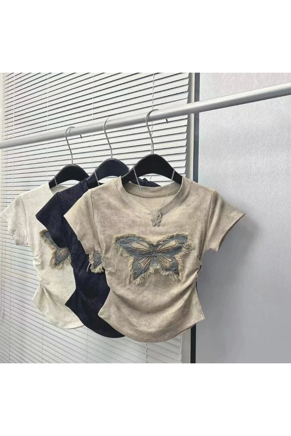 New Style Trends - Edgy Frayed Butterfly Patch Top - Outfit Ideas