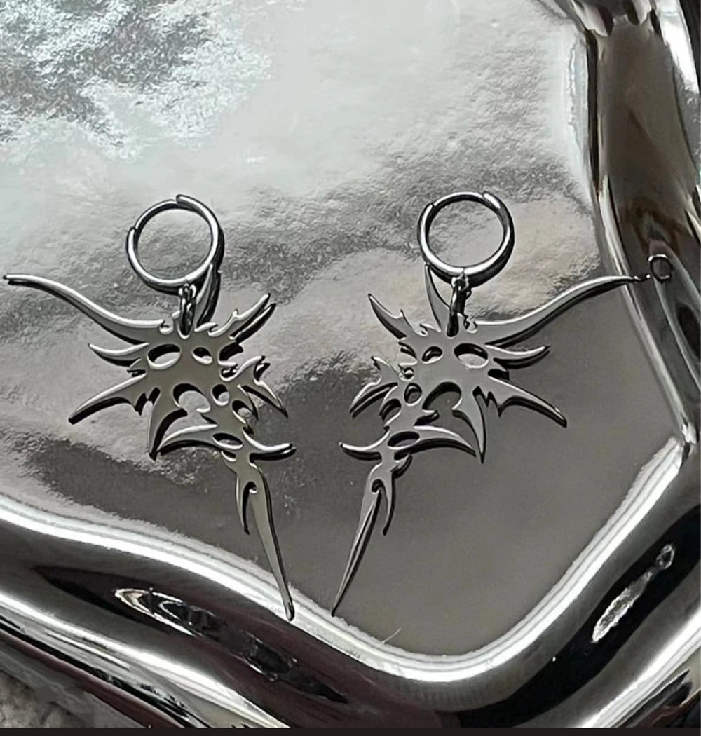 New Style Trends - Edgy Goth Flame Spike Earrings - Outfit Ideas