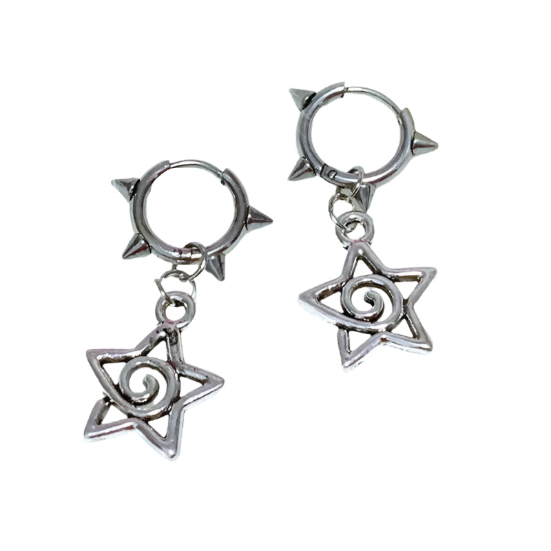 New Style Trends - Edgy Spiked Star Spiral Earrings - Outfit Ideas