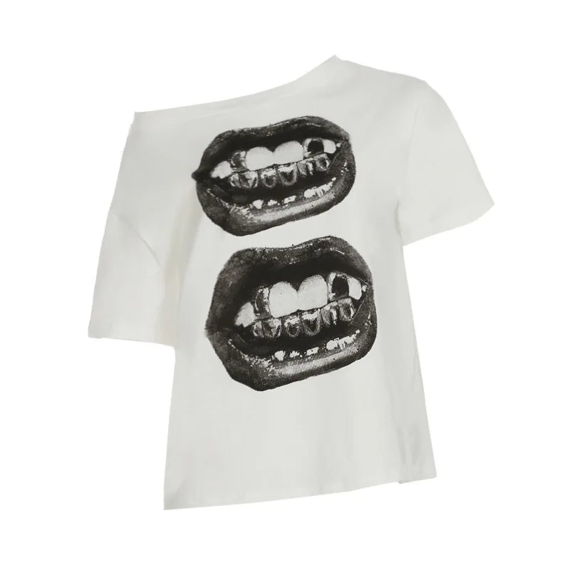 New Style Trends - Fang Club Off Shoulder T-Shirt - Outfit Ideas