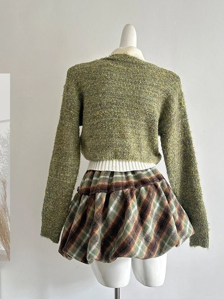 New Style Trends - Forest Charm Alt Plaid Skirt Outfit Set - Outfit Ideas