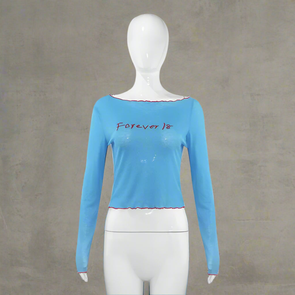 New Style Trends - Forever Love Sheer Aesthetic Off-Shoulder Long Sleeve Top - Outfit Ideas