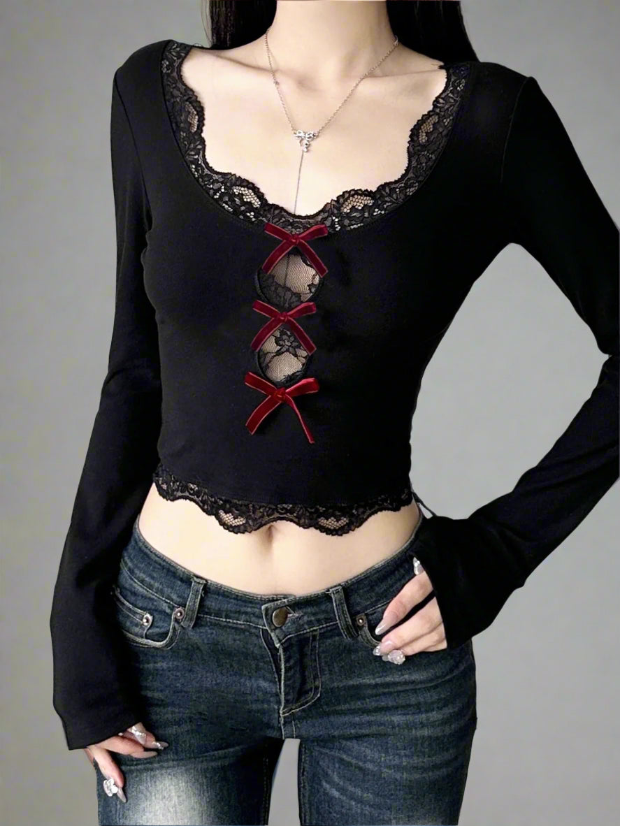 New Style Trends - Goth Coquette Lace Top - Outfit Ideas