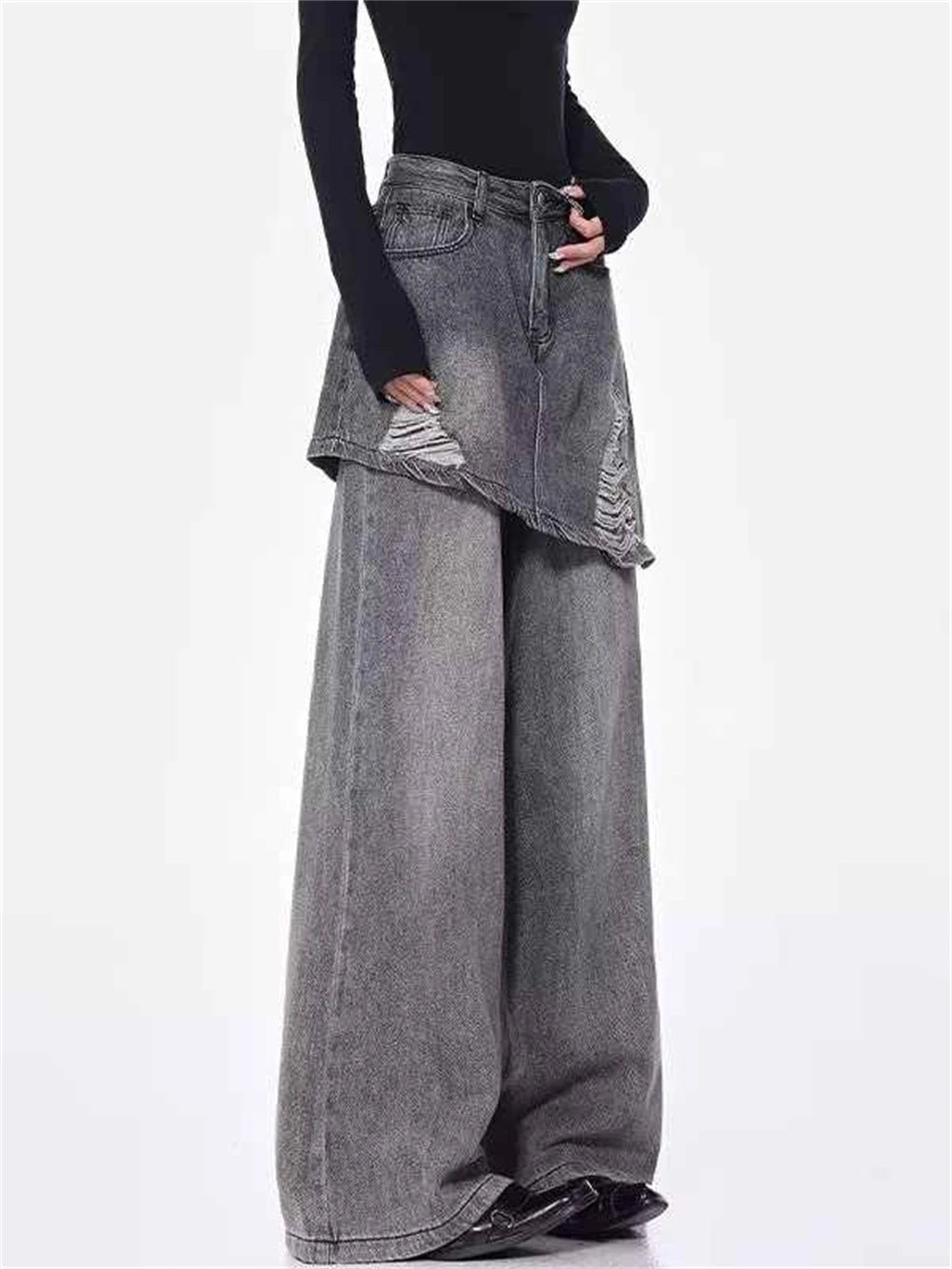 New Style Trends - Grunge Skirted Flare Jeans - Outfit Ideas