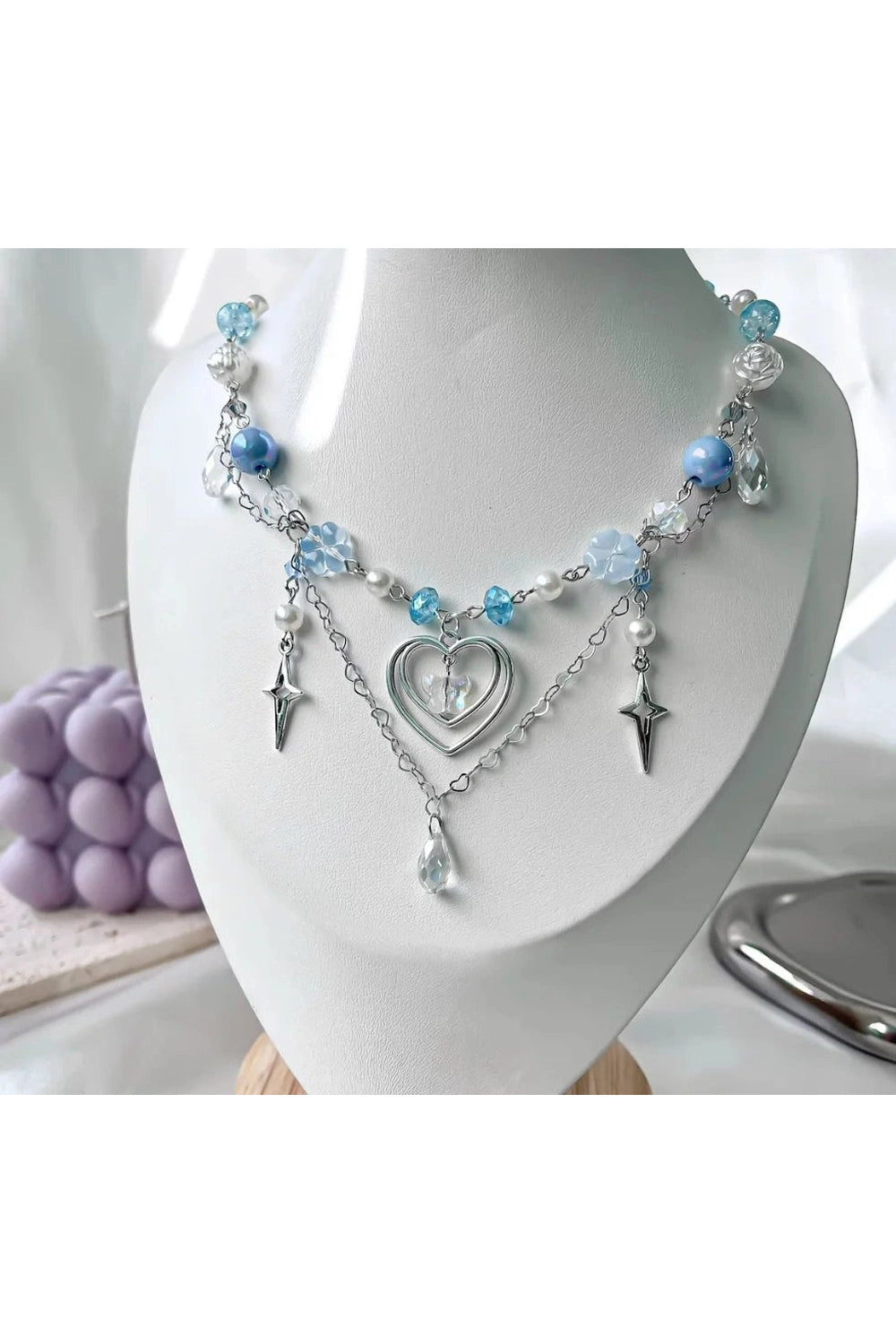 New Style Trends - Handmade Blue Heart Necklace - Outfit Ideas