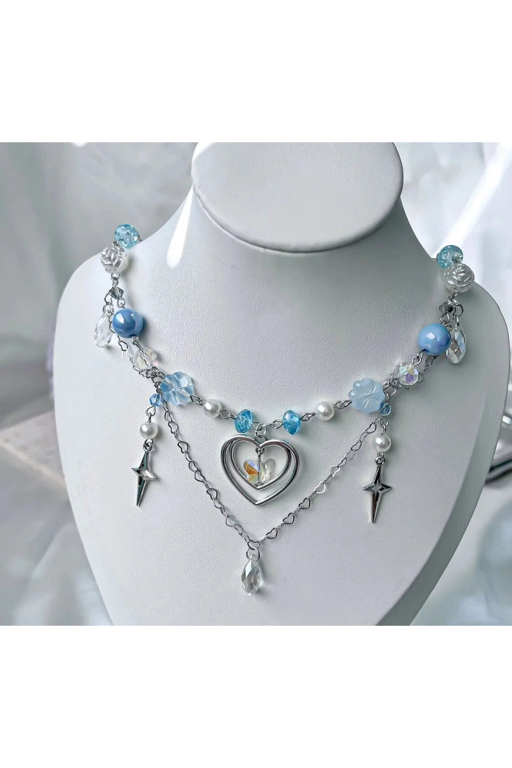 New Style Trends - Handmade Blue Heart Necklace - Outfit Ideas