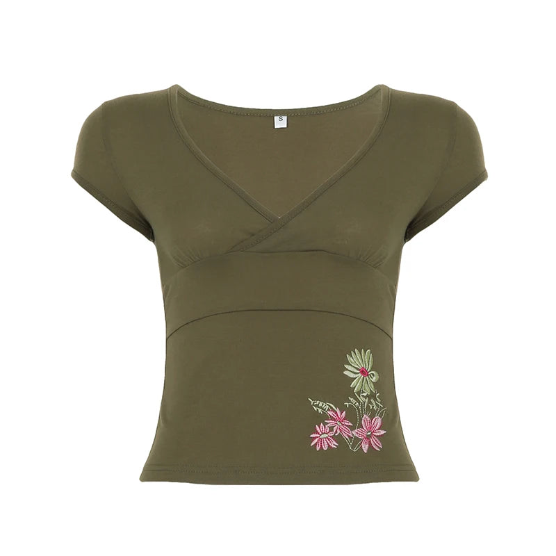 New Style Trends - Indie Bloom Wrap Y2k Top - Outfit Ideas
