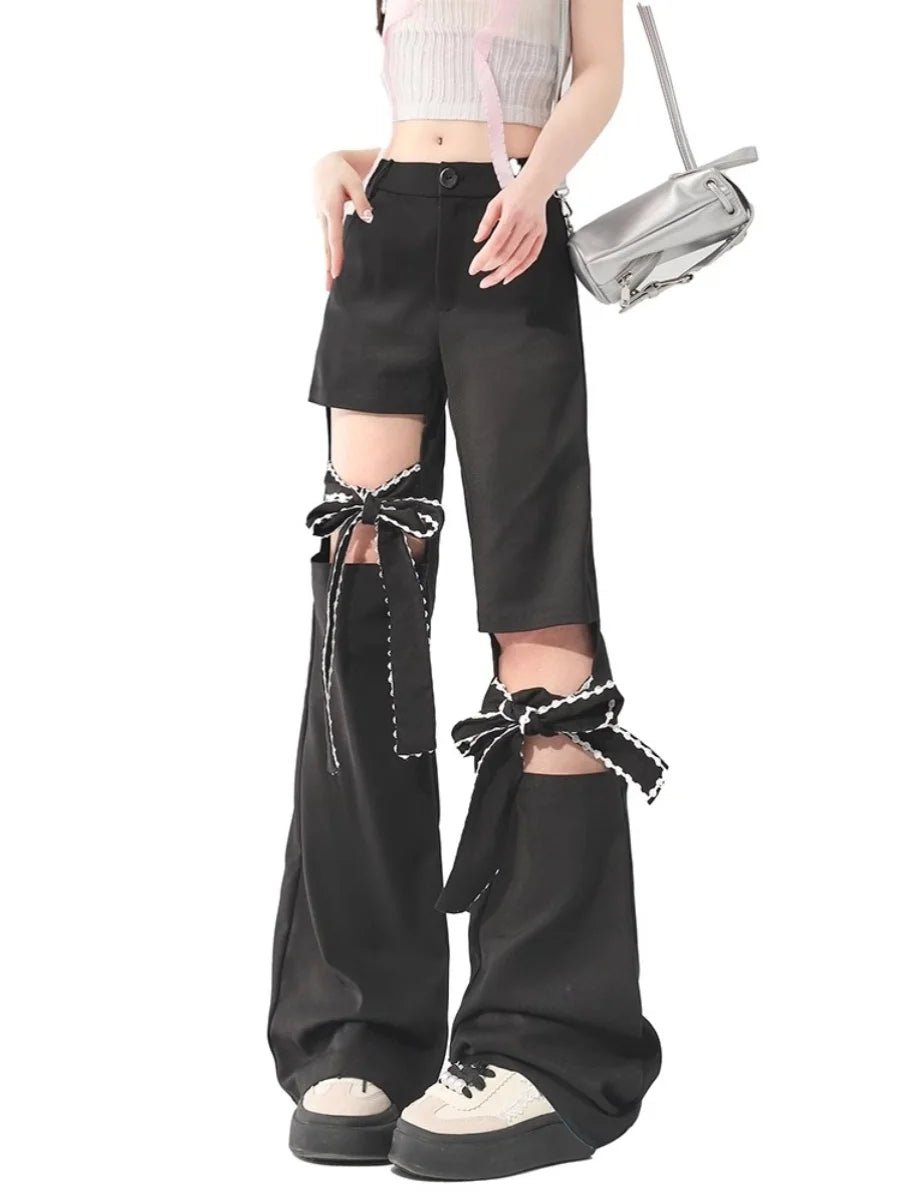 New Style Trends - Kawaii Bow-Tied Cutout Layered Pants - Outfit Ideas