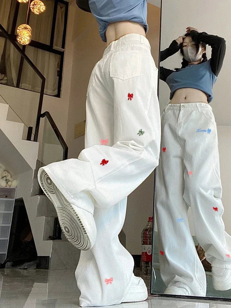 New Style Trends - Kawaii Embroidered Bow Pants - Outfit Ideas