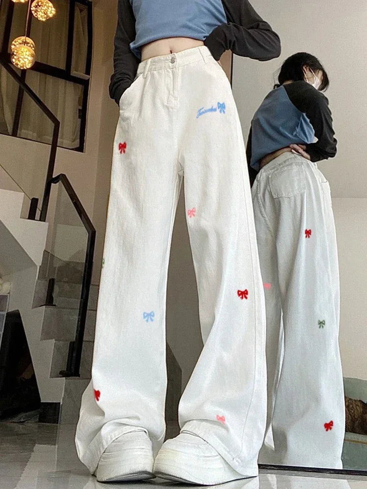 New Style Trends - Kawaii Embroidered Bow Pants - Outfit Ideas
