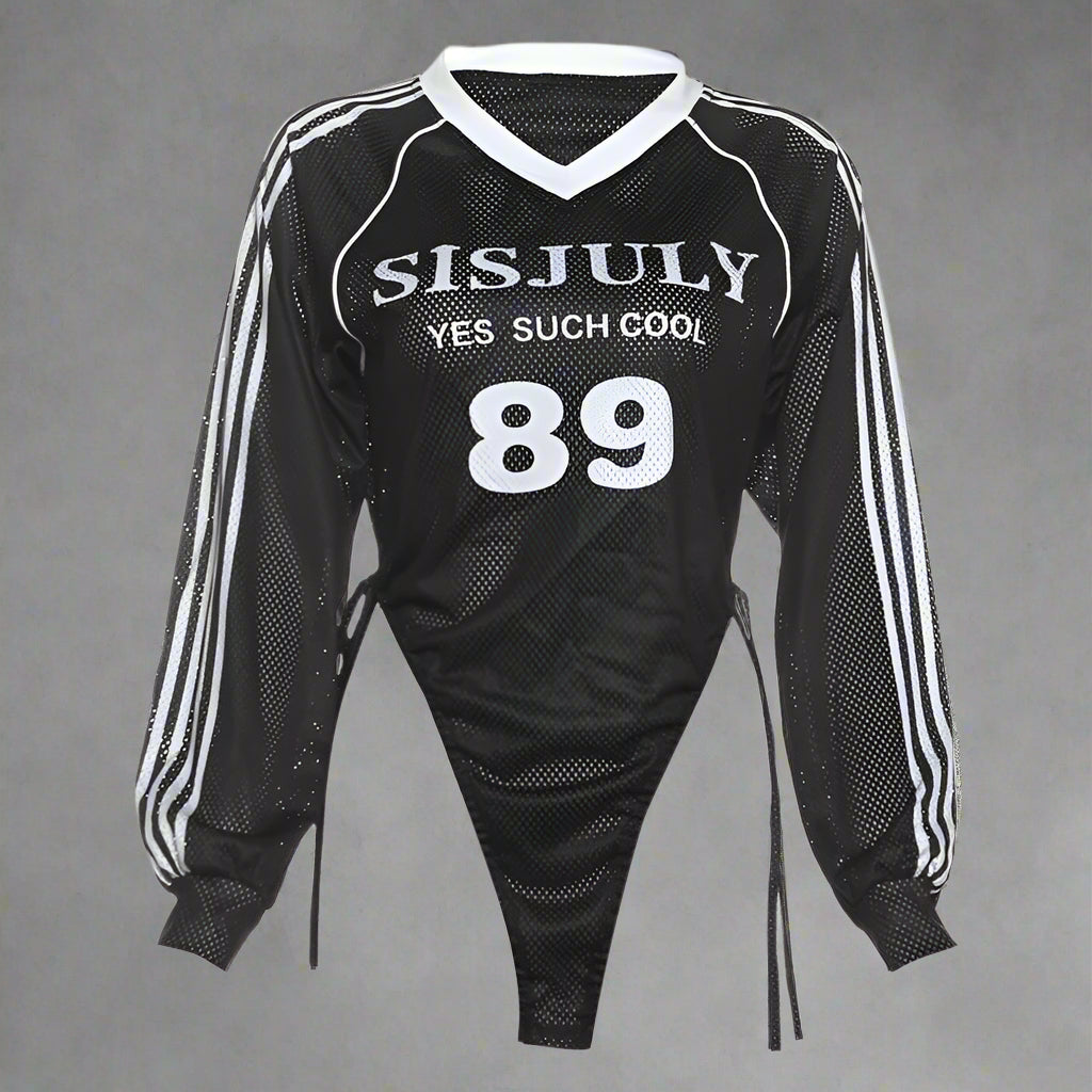 New Style Trends - Long Sleeve Reflective Stripe Y2k Bodysuit - Outfit Ideas