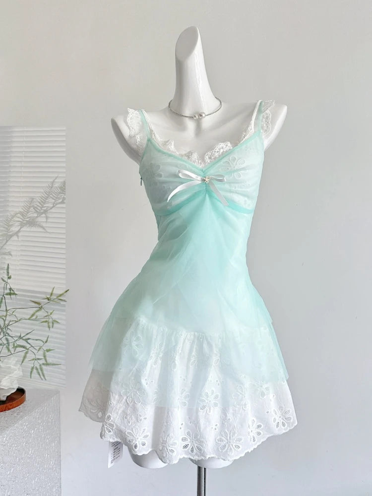 New Style Trends - Mermaidcore Seafoam Coquette Ruffle Angel Dress - Outfit Ideas
