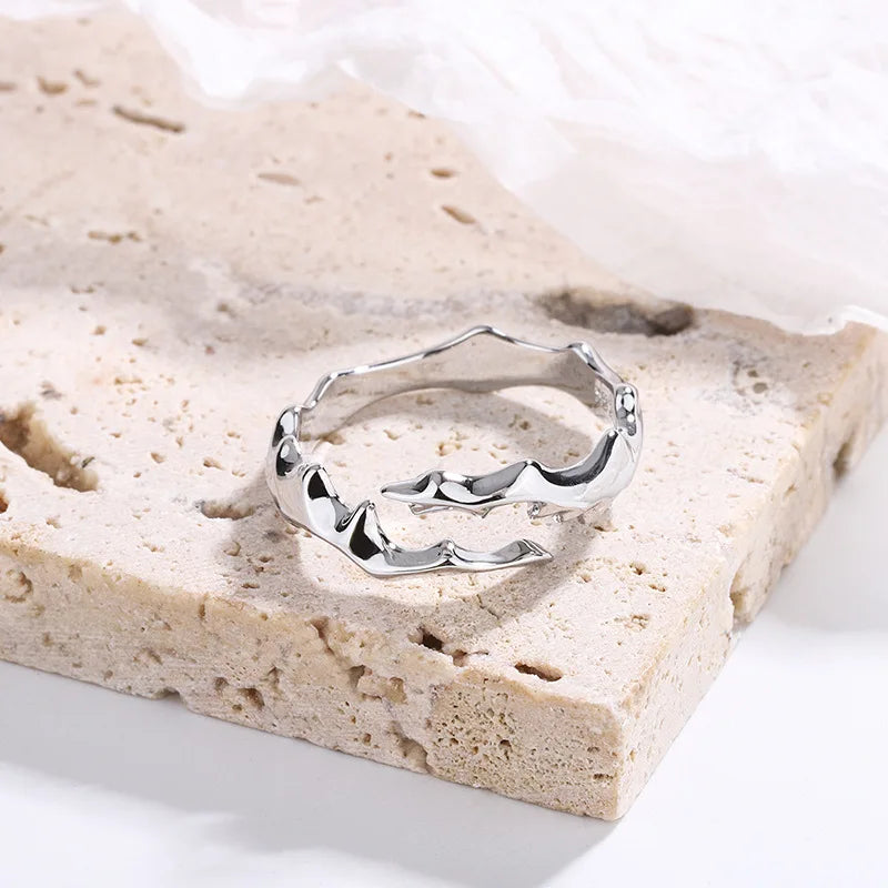 New Style Trends - Molten Edge Silver Edgy Ring - Outfit Ideas