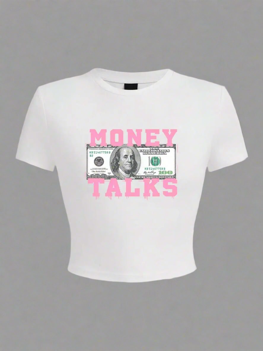 New Style Trends - Money Talks Graphic Y2k Crop Top - Outfit Ideas