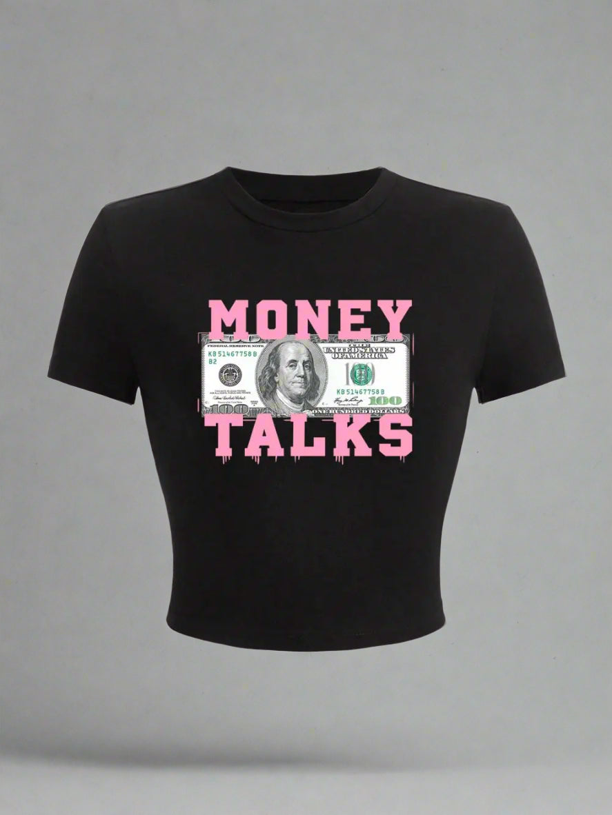 New Style Trends - Money Talks Graphic Y2k Crop Top - Outfit Ideas