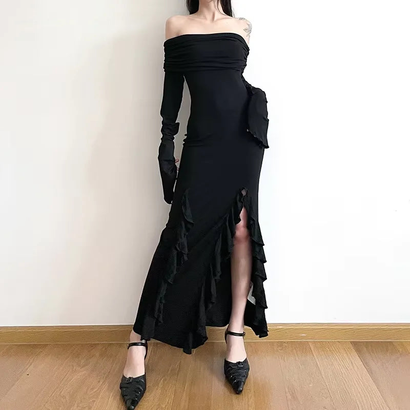 New Style Trends - Noir Siren Off Shoulder Aesthetic Dress - Outfit Ideas