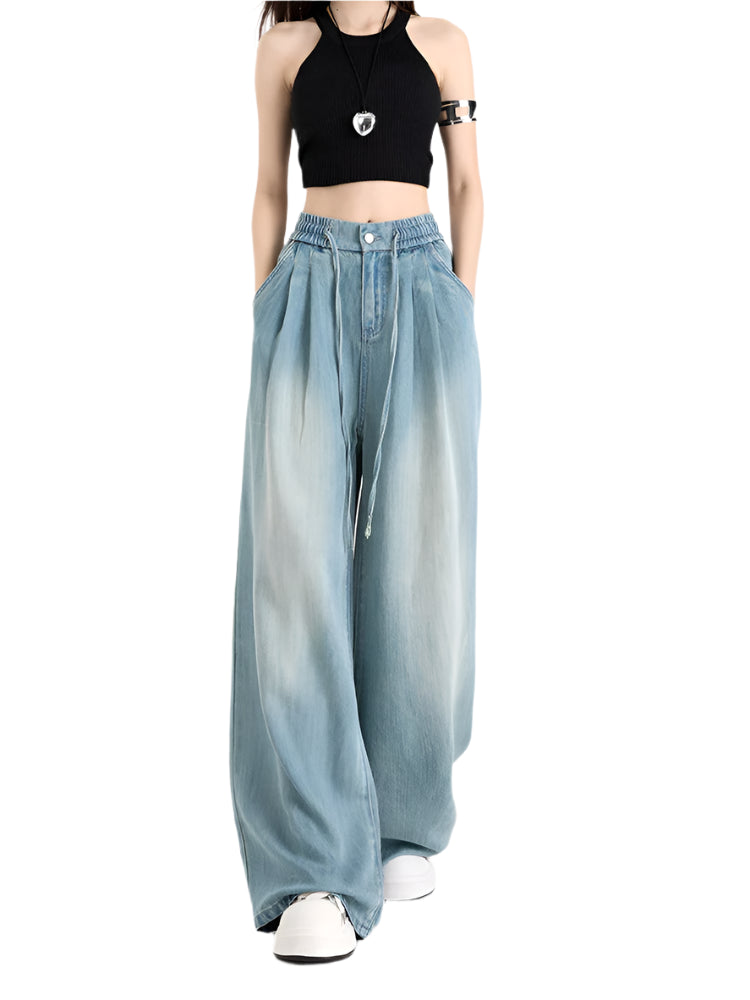 New Style Trends - Ocean Drift Pleated Aesthetic Wide Jeans - Outfit Ideas