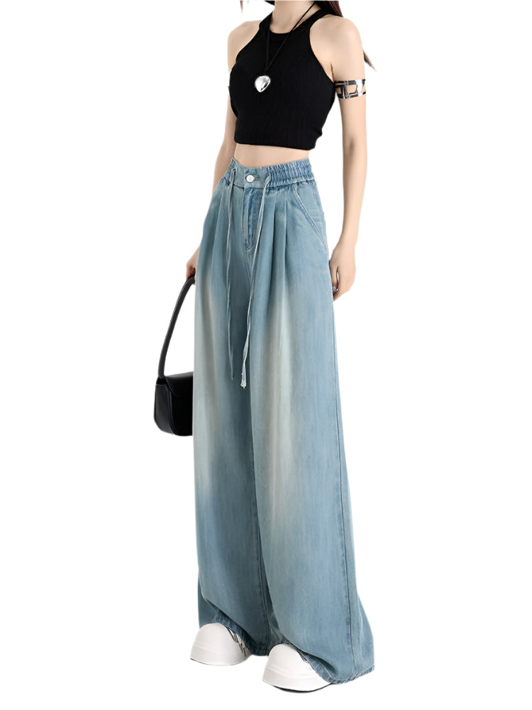 New Style Trends - Ocean Drift Pleated Aesthetic Wide Jeans - Outfit Ideas