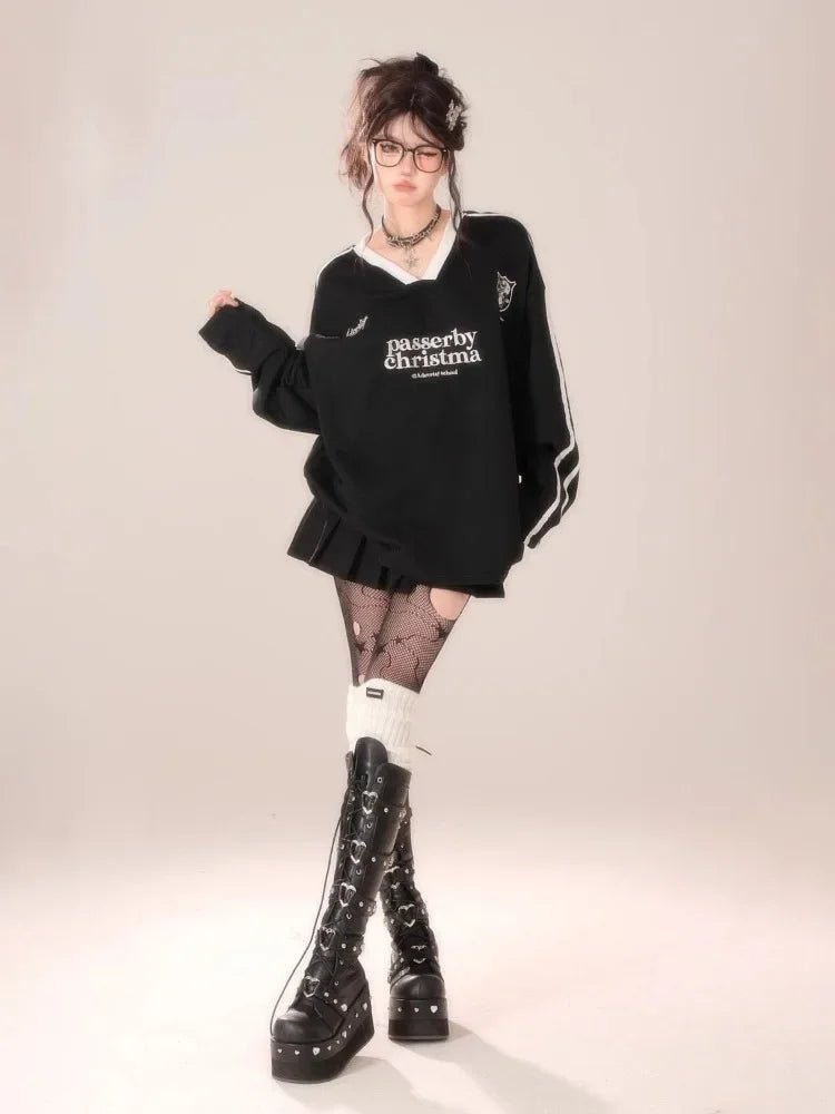 New Style Trends - Passerby Varsity Alt Oversized Sweatshirt - Outfit Ideas