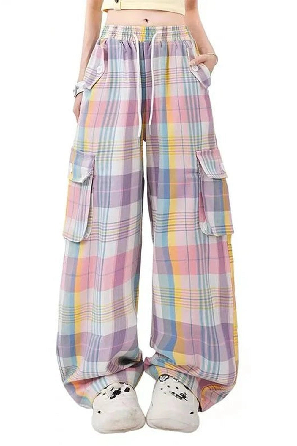 New Style Trends - Pastel Cute Plaid Cargo Pants - Outfit Ideas