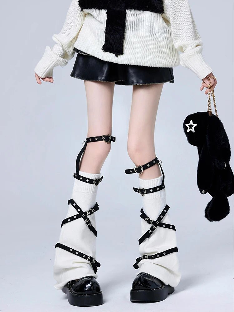 New Style Trends - Pastel Goth Violet Chaos Strapped Leg Warmers - Outfit Ideas