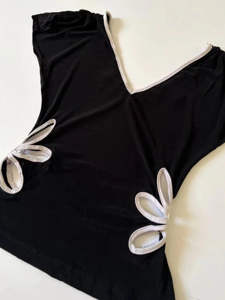 New Style Trends - Petal Cutout V-Neck Aesthetic Top - Outfit Ideas