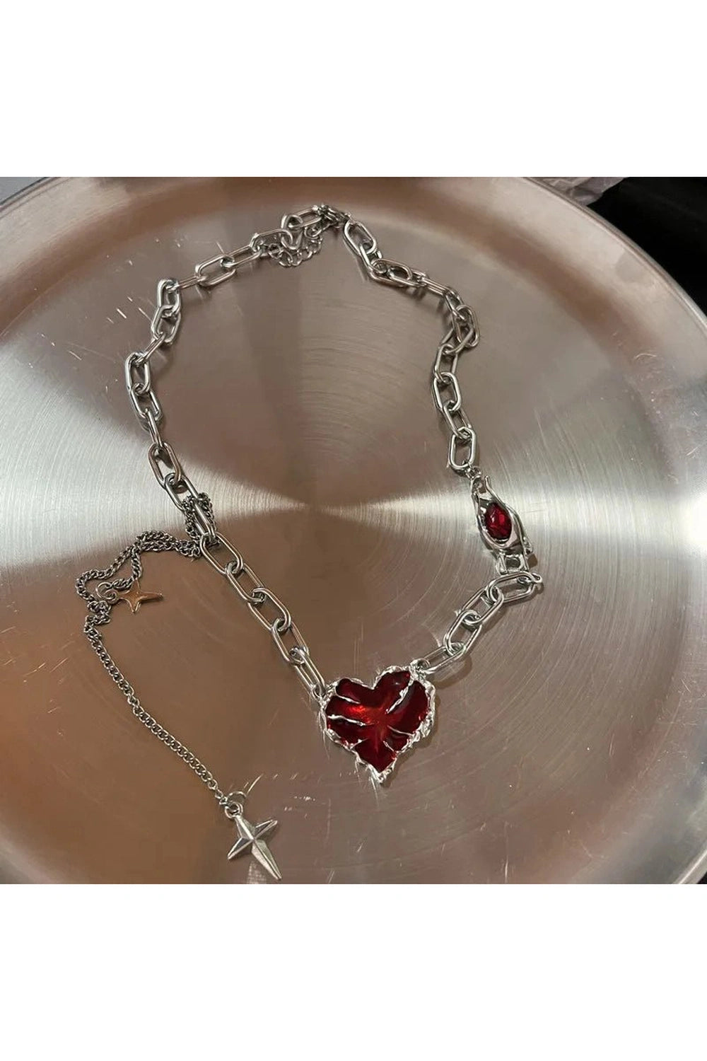 New Style Trends - Red Heart Gothic Necklace - Outfit Ideas