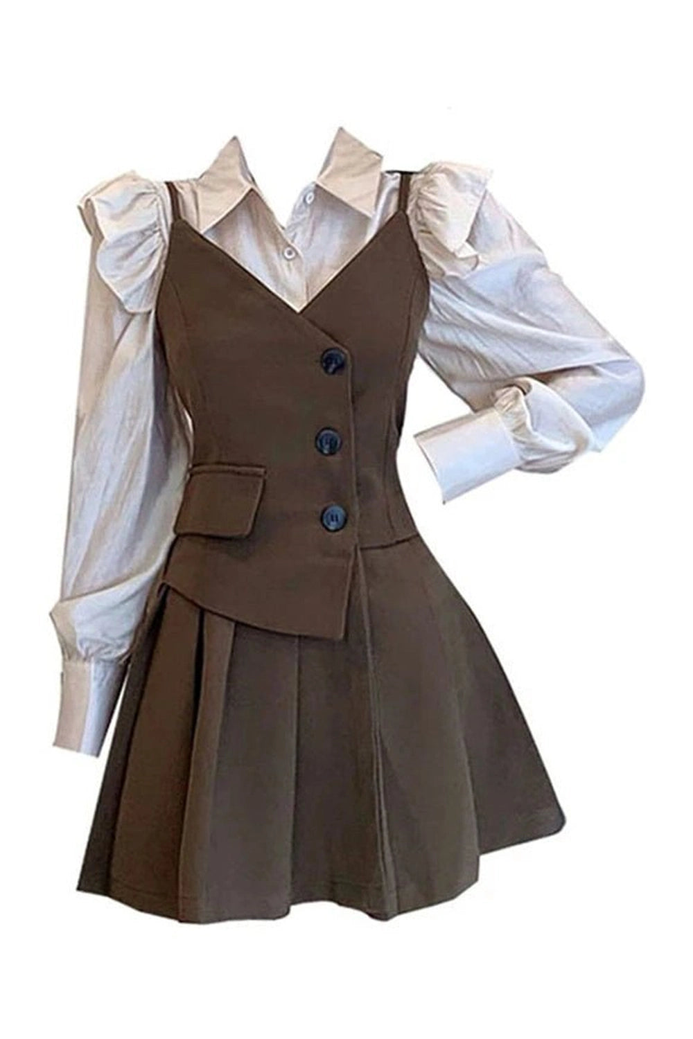 New Style Trends - Retro Academia Layered Outfit Set - Outfit Ideas