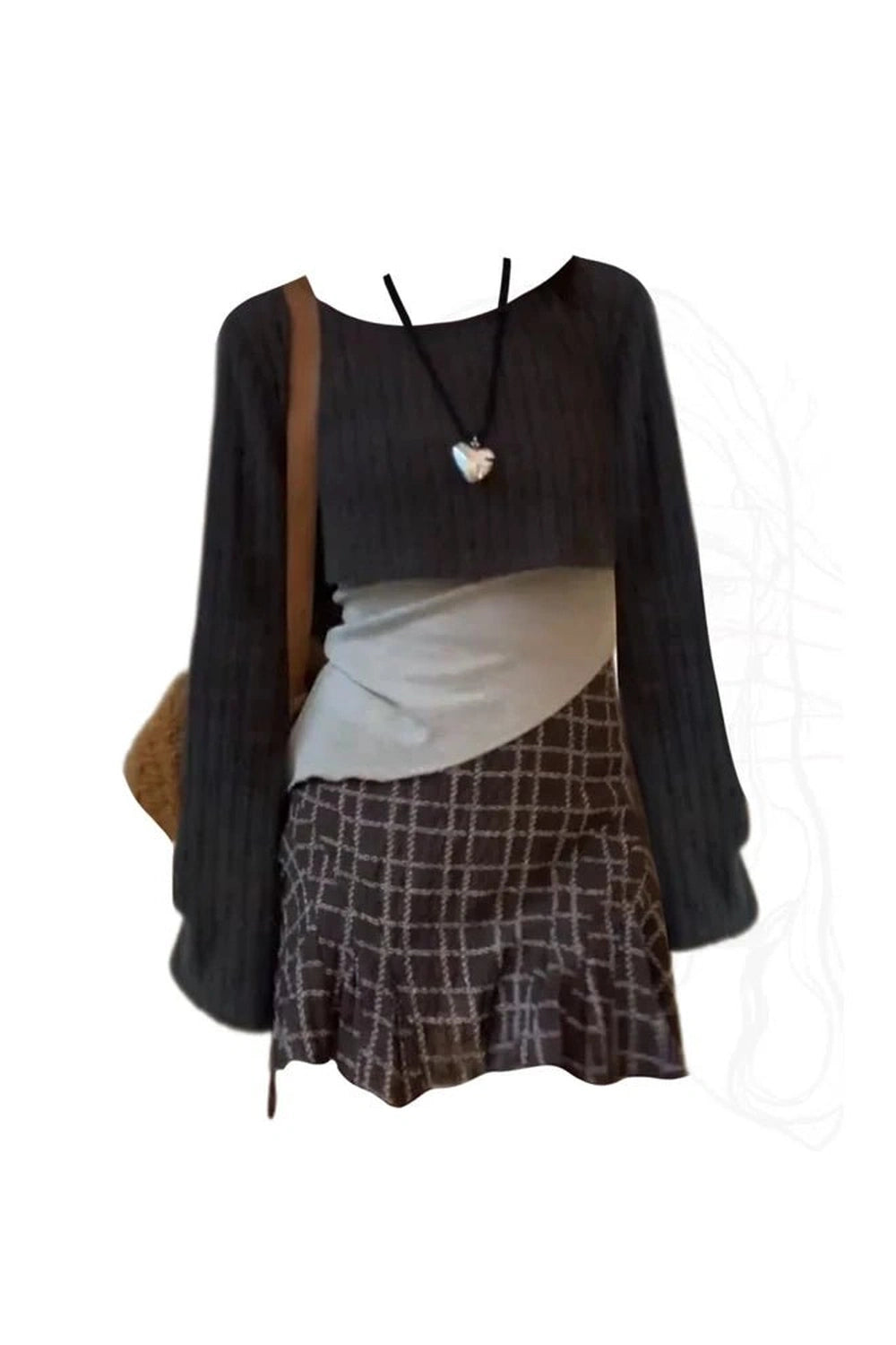 New Style Trends - Retro Asymmetrical Layered Knit Outfit Set - Outfit Ideas