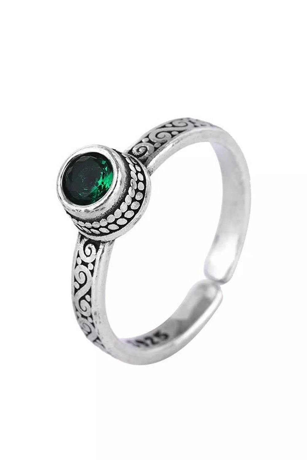 New Style Trends - Retro Celtic-Inspired Emerald Open Ring - Outfit Ideas