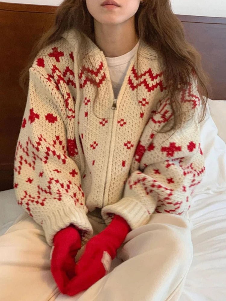 New Style Trends - Retro Cozy Nordic Zip Cardigan - Outfit Ideas