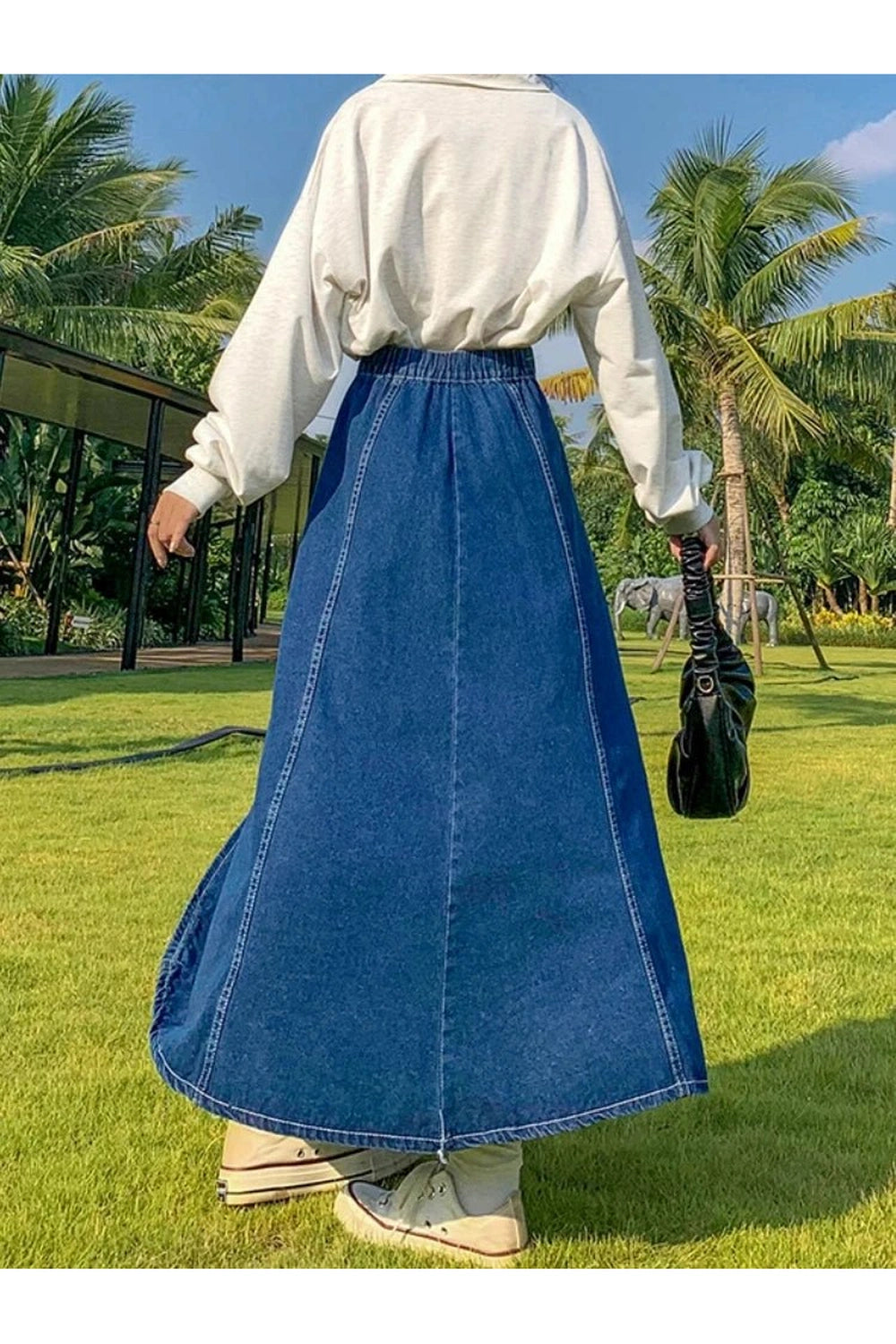New Style Trends - Retro High Waisted Jean Splicing Skirt - Outfit Ideas