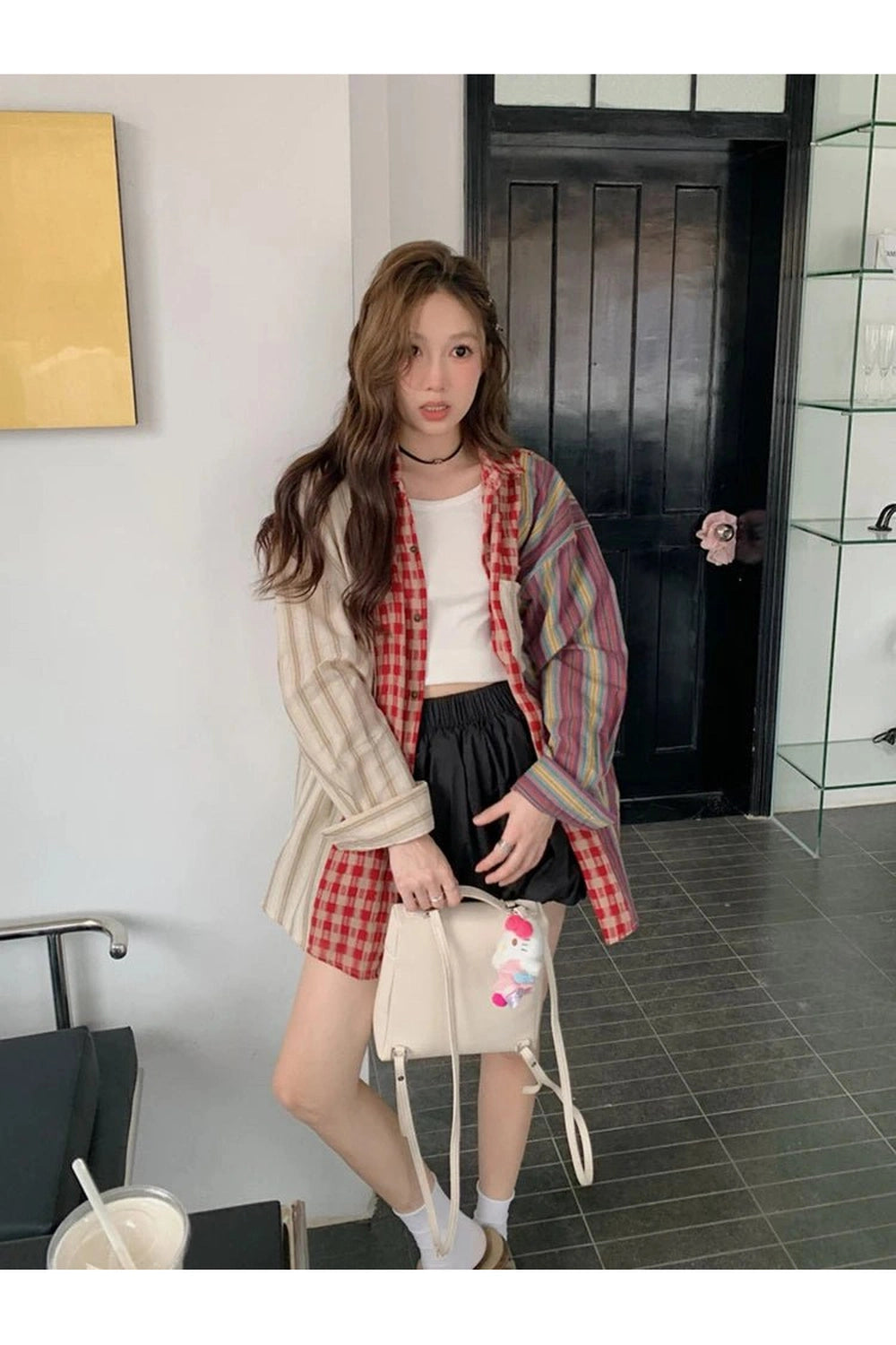 New Style Trends - Retro Patchwork Harmony Oversized Shirt - Outfit Ideas